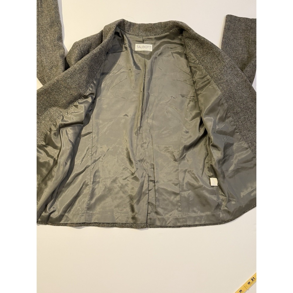 Talbott 100% Wool Blazer Womens M Gray Herringbone Tweed Jacket - Picture 5 of 14